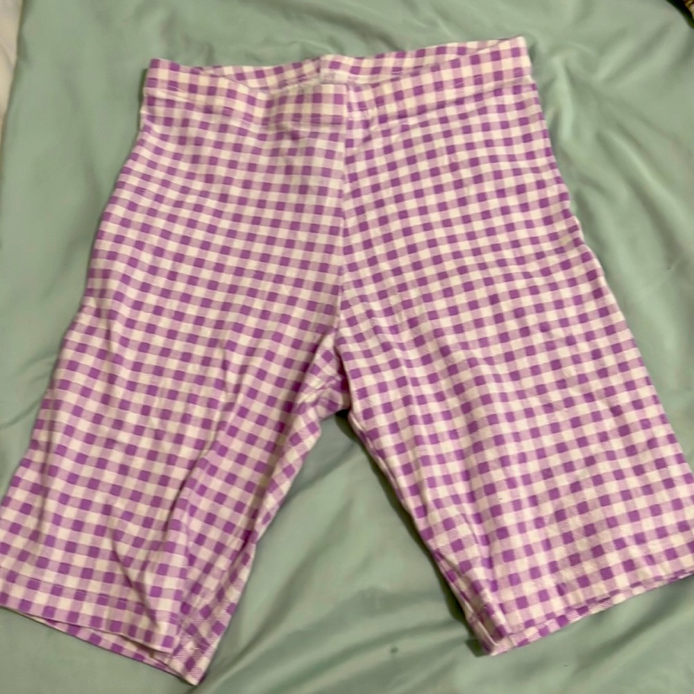 Checked pattern girls shorts
